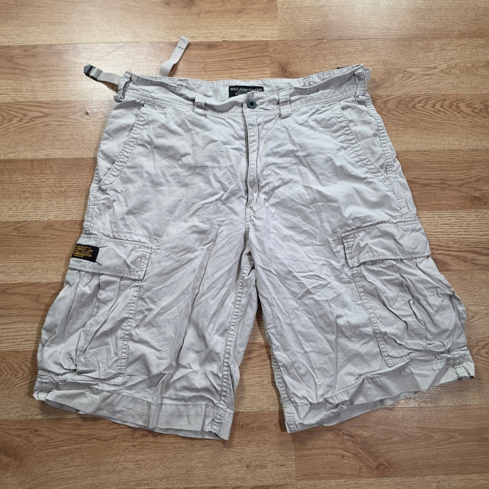 Y2k Polo Jeans Co Ralph Lauren Cargo Shorts Mens 32 Military Surplus Gray 90s